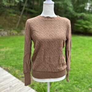 LOFT Brown Shimmer Pointelle Sweater - M